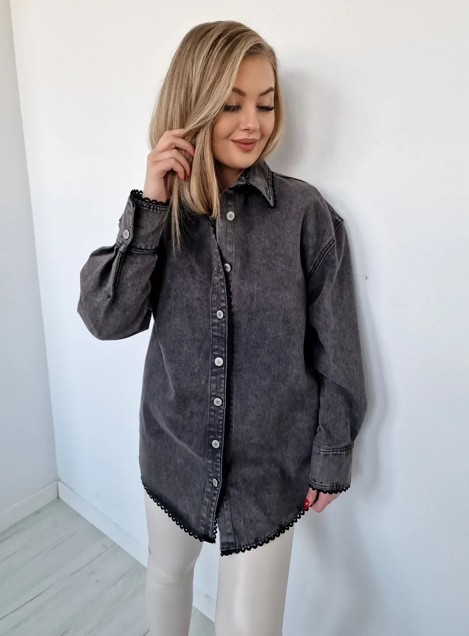 Koszula jeans J0548 czarna