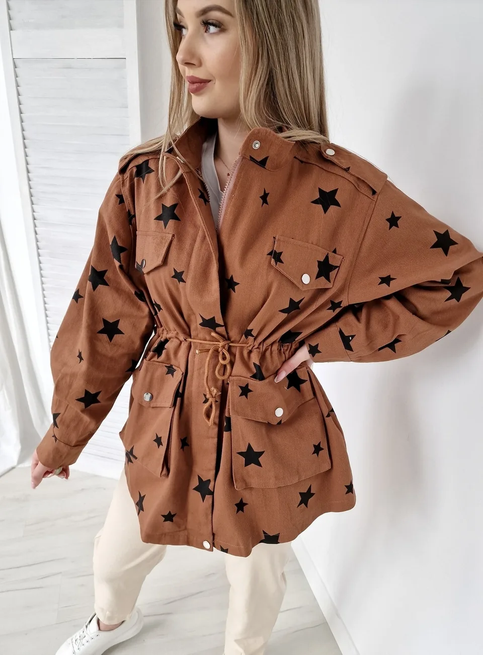 Parka oversize Star 8982 brÄ…zowa